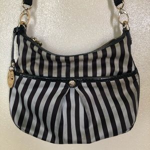 Henri Bendel Signature Brown & White Striped Crossbody Purse